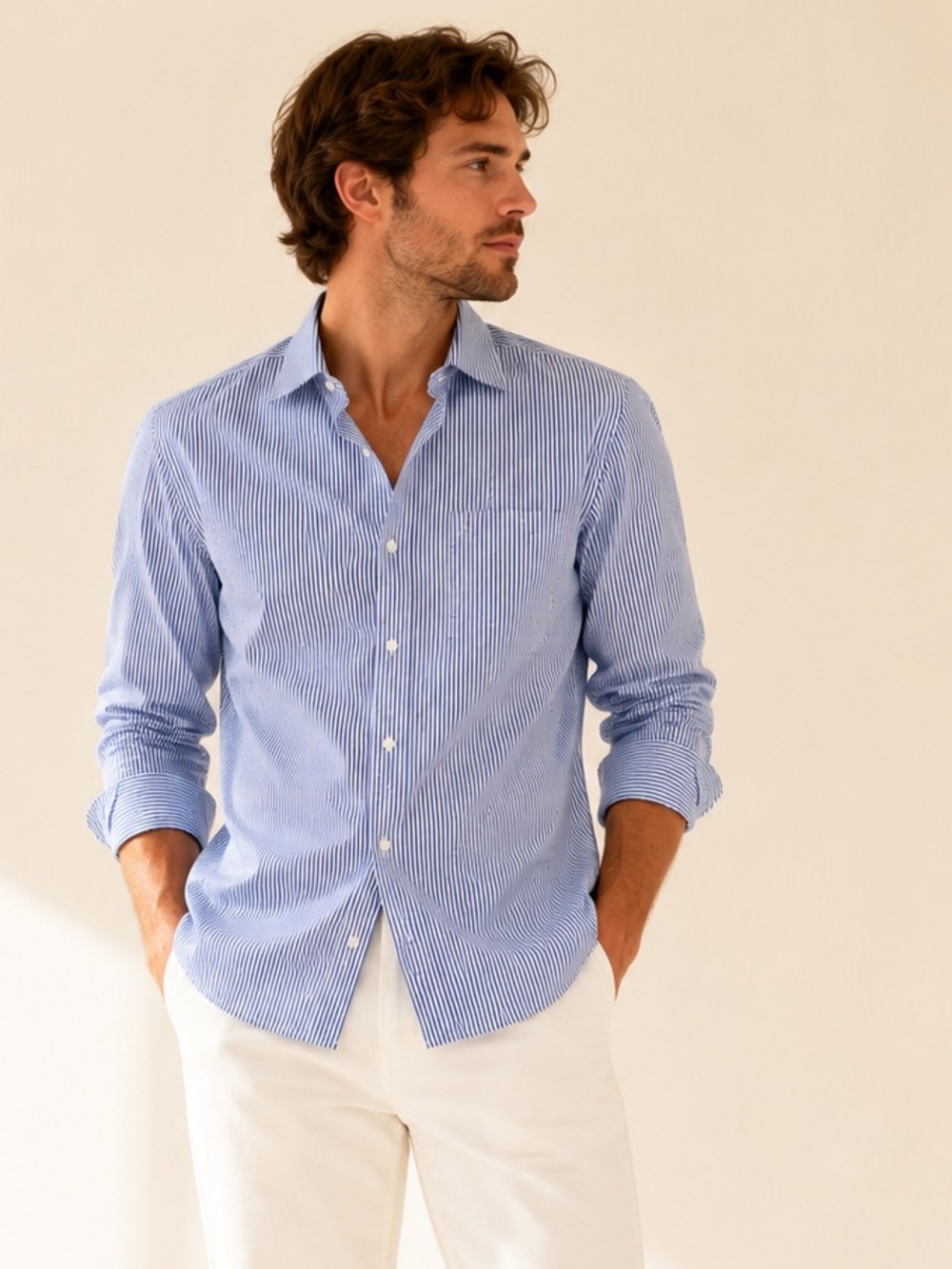 Scotch & Soda Tailored Stripe Dress Shirt Quiet Luxury Sz L 16.5 34/35
